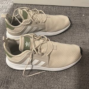 Adidas Beige and Green Athletic Shoes